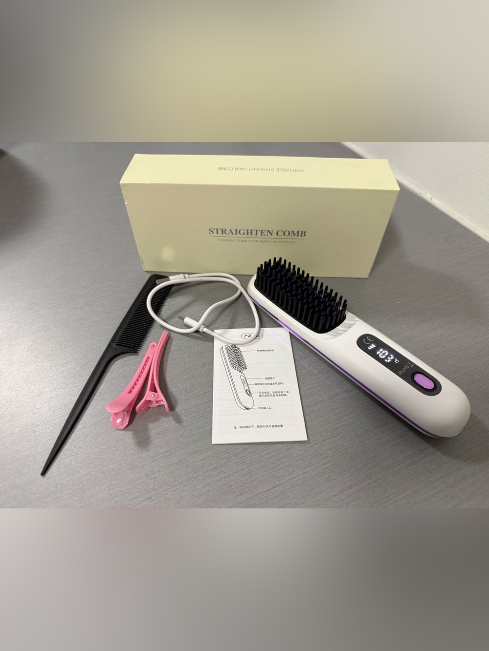 WHITE Wireless Heated Straightening Comb